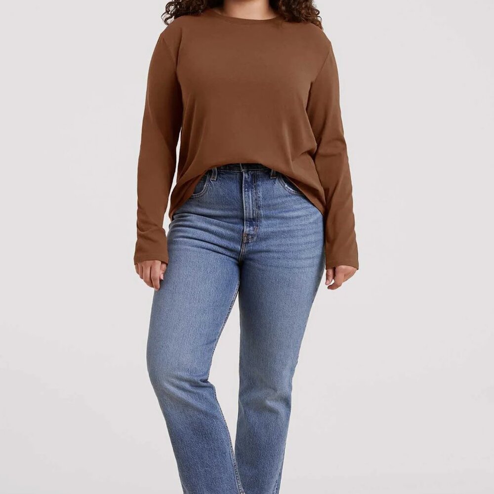 Nuuds Brown Long Sleeve Everyday T-Shirt XXXL Cotton Blend